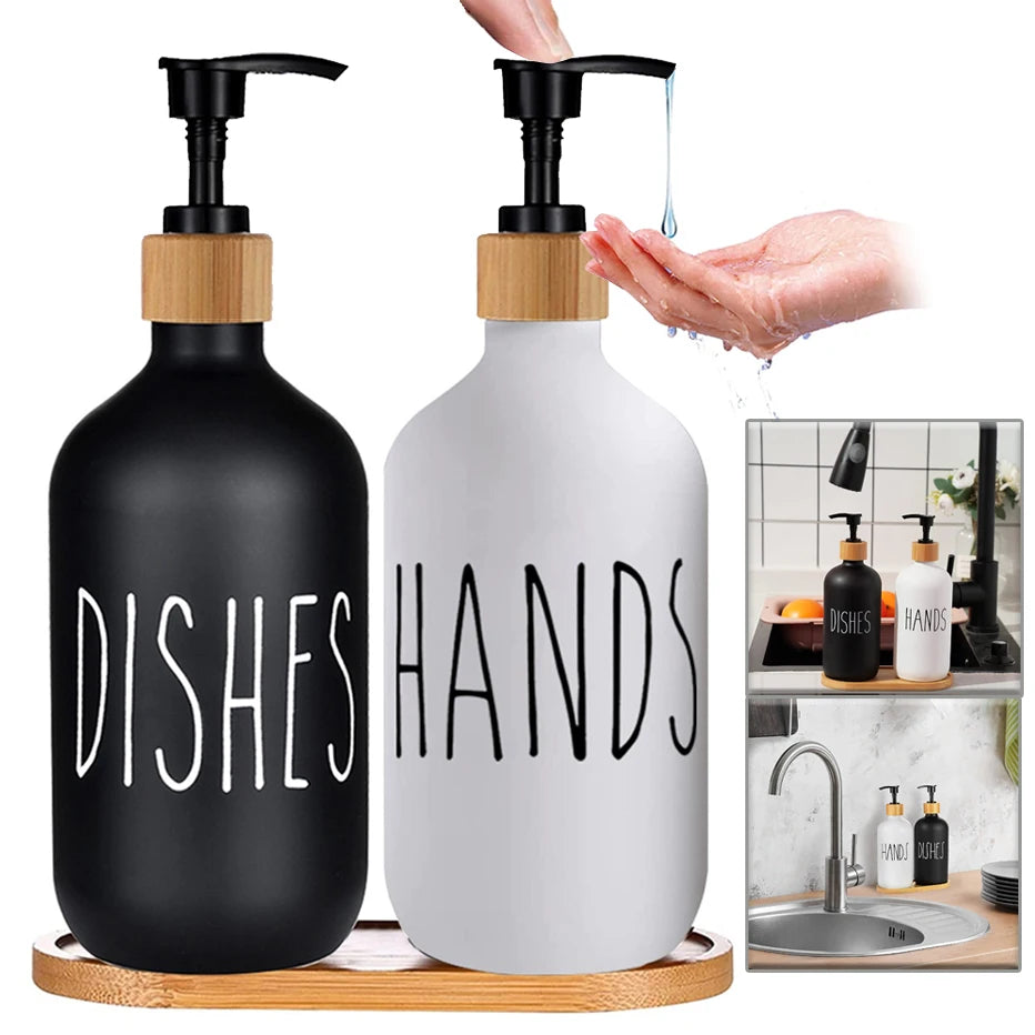 Black Dish Soap Dispenser Set