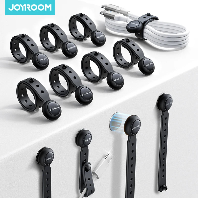 Joyroom 12/6PCS Magnetic Cable Management Ties Wire Organizer 11cm Cable Holder Adjustable Hook & Loop Organizer Straps for Home